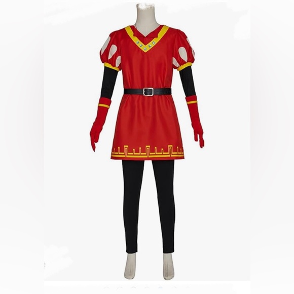 Adult Mens Farquaad Cosplay Costume Outfit Red Cloak Tops Hat Full Set S L - Picture 2 of 10